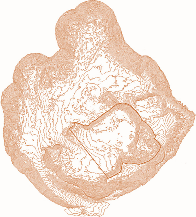 Рисунок 4. Массив горизонталей, построенный по данным БПЛА в QGIS
