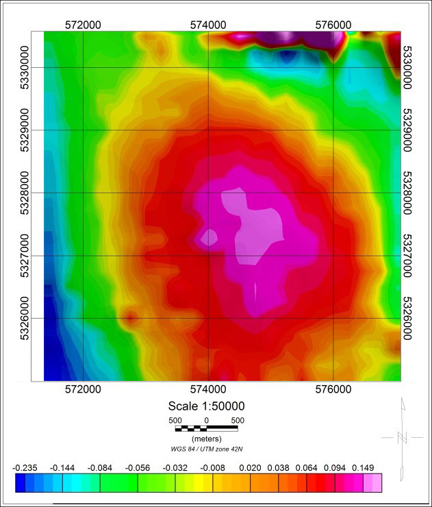 Magnetic field vertical gradient AN-2, ММС-214 (Survey scale 1:25 000, 1988)